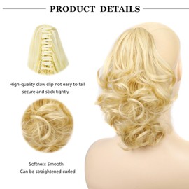 Cybelleza Hair Extensions, Braid Hairpiece, Clip-In Ponytail Extensions, Claw Ponytail Hair Extensions, Wavy Like Real Hair, Curly Synthetic Hair, 30 cm, Light Blonde Mix Bleach Blonde
