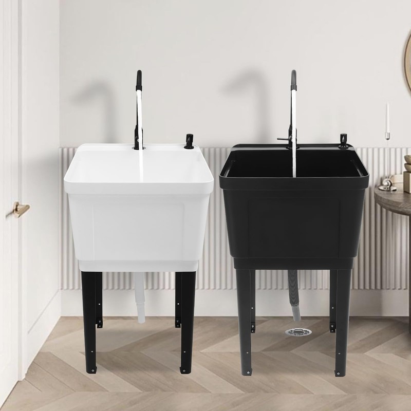 BAIODNB Freestanding Utility Sink, Utility Sink Extra-Deep Laundry Tub, Freestanding