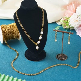 Spritewelry 10 M Aluminium Curb Chains Gold Twisted Links Chains Choker Necklace Chains for Jewelry Making Women Men 4.2x7.5 mm