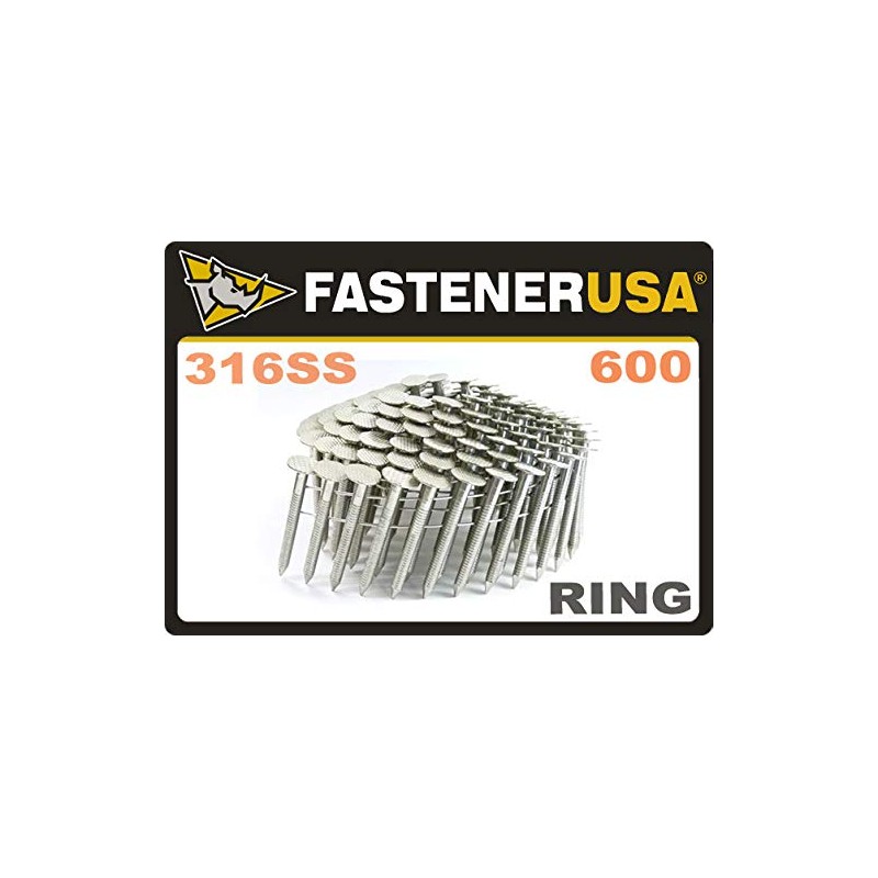 1 1/2" Ring 316SS Coil Roofing Nails 600ct