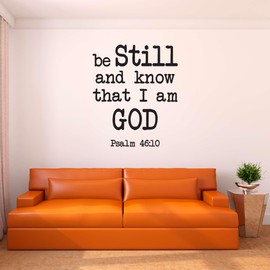 Family and Know That I Am God Spiritual Quote Wall Decal Decoration Bible Verse Religious Quote Psalm 46:10 Be Still Lasts Years and Easily Removable - Size: 32 in(W) x 40 in(H)