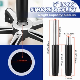 MAOPINER Office Chair Cylinder Replacement, 5" Long Stroke Gas Lift, Heavy-Duty Hydraulic Piston for Most Office and Gaming Chairs