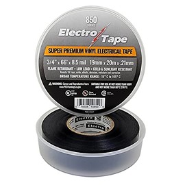 Electrical Tape Super Premium Grade 850-3/4 in x 66ft - 8.5 mil Thickness - Black Vinyl Flame Retardant - 1 Roll in Plastic Container