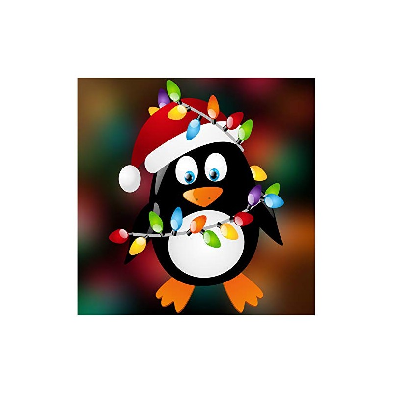 Christmas Penguin High Quality Double-Sided Window Cling with 20 Snowflakes