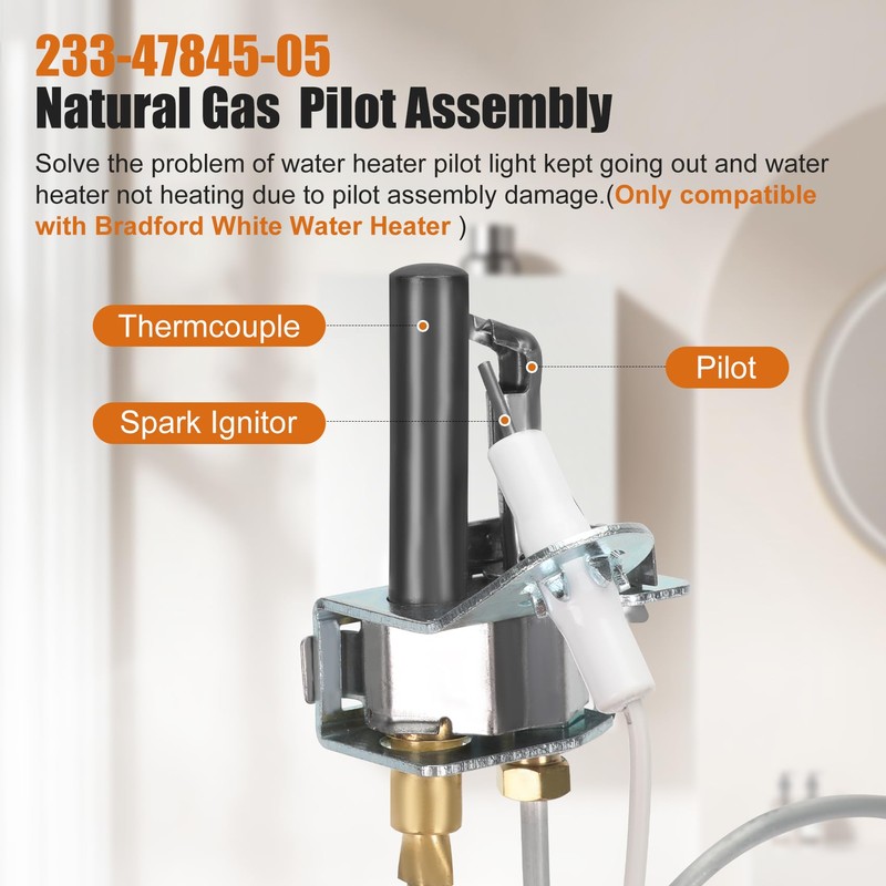 233-47845-05 Water Heater Pilot Assembly Compatible with Bradford White Water