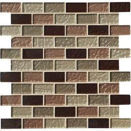 MSI Ayres Blend Glass Mosaic Tile, Modern Rectangular Subway Pattern, Brown, 12 in. x 12 in., 10 sq. ft, 10 Pieces per case