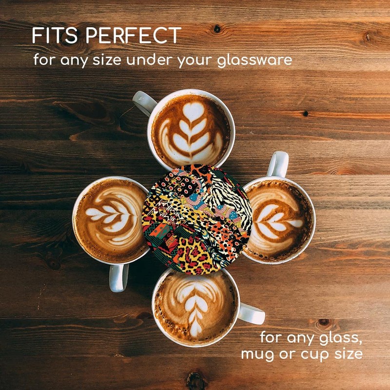 1 x Round Coaster - African Fabric Tribe Africa Cork