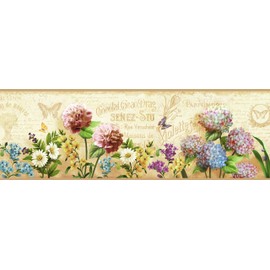 Chesapeake PUR44521B Ellyne Sand Postal Springtime Portrait Wallpaper Border