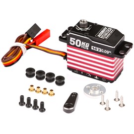 DYSRC GOTECK 50KG Brushless Digital Servo,High Voltage 14V Full Metal Gear Waterproof Steering Servo with 25T Servo Horn for 1/8 1/10 Scale RC Cars,RC Crawler,Trucks,Boat,Robot Parts (A50BHV-270°)