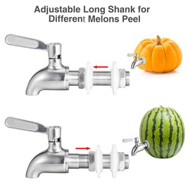 Stainless Steel Watermelon Keg Tap Kit - [Leakproof] [NO Clog] Pumpkin Fruit Keg Tapping with Coring Tool, [Adjust Shank] DIY Watermelon Spigot for Cocktail Party-Tea Drink Dispenser Spout