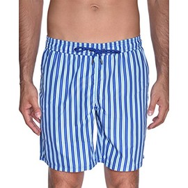 Beach Bros Rayas para Hombre, Azul, Large