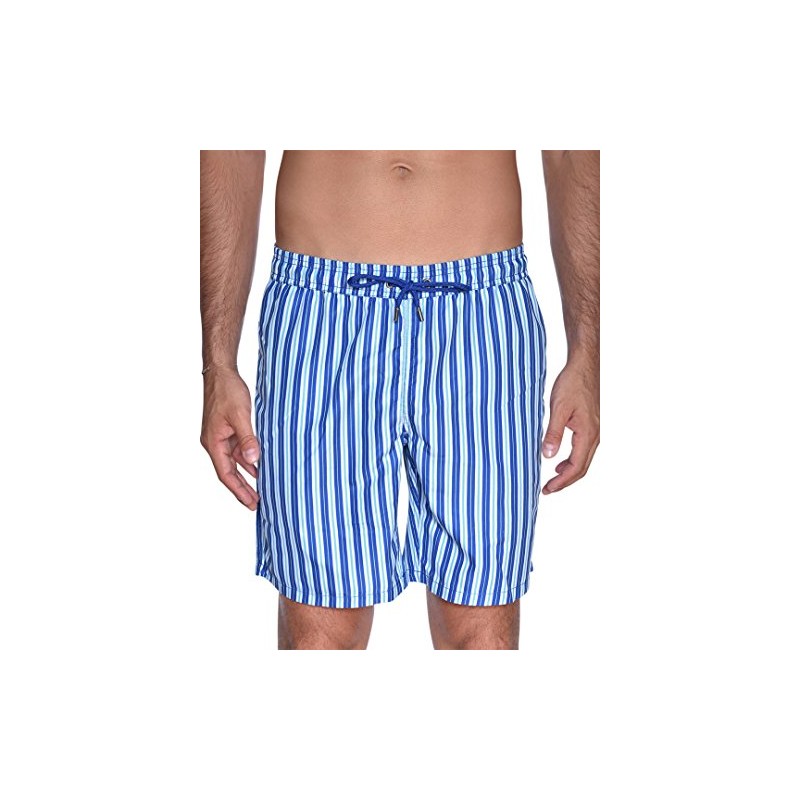 Beach Bros Rayas para Hombre, Azul, Large