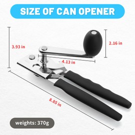 Commercial Can Opener,Manual Can Opener, Kitchen Stainless Steel Heavy Duty Can Opener, Smooth Edge Can Opener with Multifunctional Bottles Opener,Black