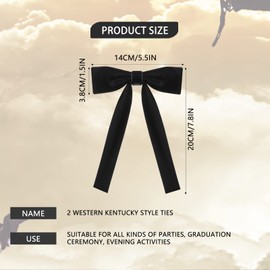 BEROZA 2 Pack Western Ties for Men Kentucky String Tie Clip on Bow Ties Colonel Sanders Black Cowboy Bow Tie Party