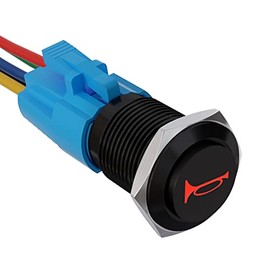 APIELE APIELE 16mm 12V Momentary Speaker Horn Push Button Toggle Switch 0.63" Mounting Hole 1NO 1NC SPDT with Pre-Wiring Socket for Car Auto Motor Black Shell (Red/Black Shell) (Red, Black Shell)