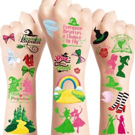 Witch Temporary Tattoos - 73Pcs Glitter Tattoo Stickers for Witch Merch Party Decorations, Wizard Birthday Party Favors & Gifts, Musical DIY Activity Accessories