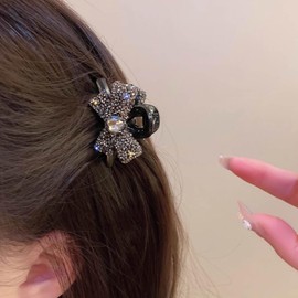 Yheakne Vintage Mini Samt Blume Haar Kralle Clip Winzige Rote Rose Strass Haar Klemme Clip Gold Cz Blume Barrette Floral Haar Kralle Barrette Kopfstücke Dekorative Haarschmuck Schmuck Für Frauen