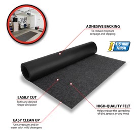 Performance Tool W88801 9 by 2.4 Feet Premium Absorbent Garge Floor Mat for Under Car, Protects Garage Floor from Spills, Drips, Splashes and Stains. Durable, Reusable, Waterproof Rubber Parking Mats
