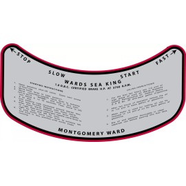 World Graphix Vintage antique 1930s MONTGOMERY WARD SEA KING OUTBOARD MOTOR CONTROL 4" Decal
