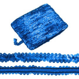 M METERXITY 1-Pack Elastic Sequins Trim, 11 Yards 0.8 Inch Flat Paillette Glitters Sequin Trim 2 Row Metallic Sequins Trim for Craft Sewing Trimming/Dress Embellish Headband [Blue]