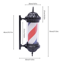 YIYIBYUS 28'' Barber Pole, Barber Shop Pole Light, Rotating LED Stripes Hair Salon Open Sign Outdoor, Hair Salon Barber Shop Open Sign,Red/White/Blue Stripes Rotating Barbershop Salon