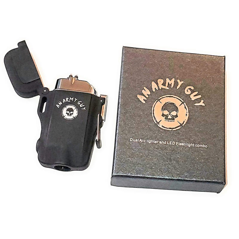 Waterproof Dual Arc Electric Plasma Lighter & Led Flashlight Combo
