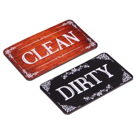 sourcing map Dishwasher Magnet Clean Dirty Sign Rectangle Garland Black-Brown Version, Magnetic,Easy To Slide for Dishwasher Kitchen Accessories Indication