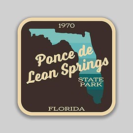 JMM Industries Ponce De Leon Springs State Park Florida Vinyl Decal Sticker Car Window Bumper 2-Pack 4-Inches by 4-Inches Premium Quality UV Protective Laminate SPS877