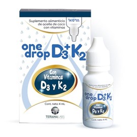 Vitamina ONEDROP D3 + K2 | Frasco de 4 ML (120 Gotas) | Rinde +3 meses | Para Niños y Adultos | 400 UI por Gota | Suplemento diario | Sin Azúcar | Sin