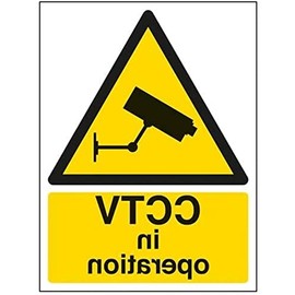 VSafety 63050AN-W "CCTV In Operation" Warning General Sign, Window Sticker, Portrait, 150 mm x 200 mm, Black/Yellow