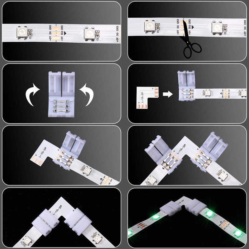 28 Pieces 3 Pin LED Connector LED Strip Solderless Light