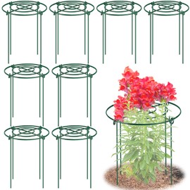 8 Pack Peony Cages and Supports, 11.5" Dx16 H Plant Supports for Outdoor Plants, Heavy Duty Metal Peony Support Cage Flower Support Rings, Plant Support Ring for Rose Tomato Hydrangea Strawberry