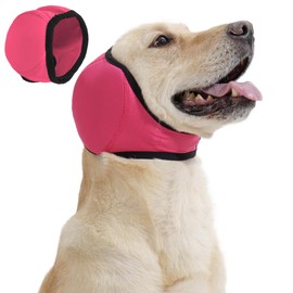 Dog Calming Hoodie Ear Wraps for Dogs, Waterproof Dogs Swim Cap, Pet Ear Cover Muffs for Anxiety Relief Noise Cancelling,Doggy Head Warp Ear Protection for Hematoma Firework Bath Swim Blow(M,rose red)