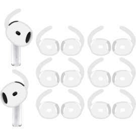A-Focus Compatible with AirPods 4 Ear Hooks Sport Ear Tips Replacement Anti-Slip Non-Slip Silicone Eartips and Covers Gel Wings Accessories Compatible with AirPods 4th White 6 Pairs
