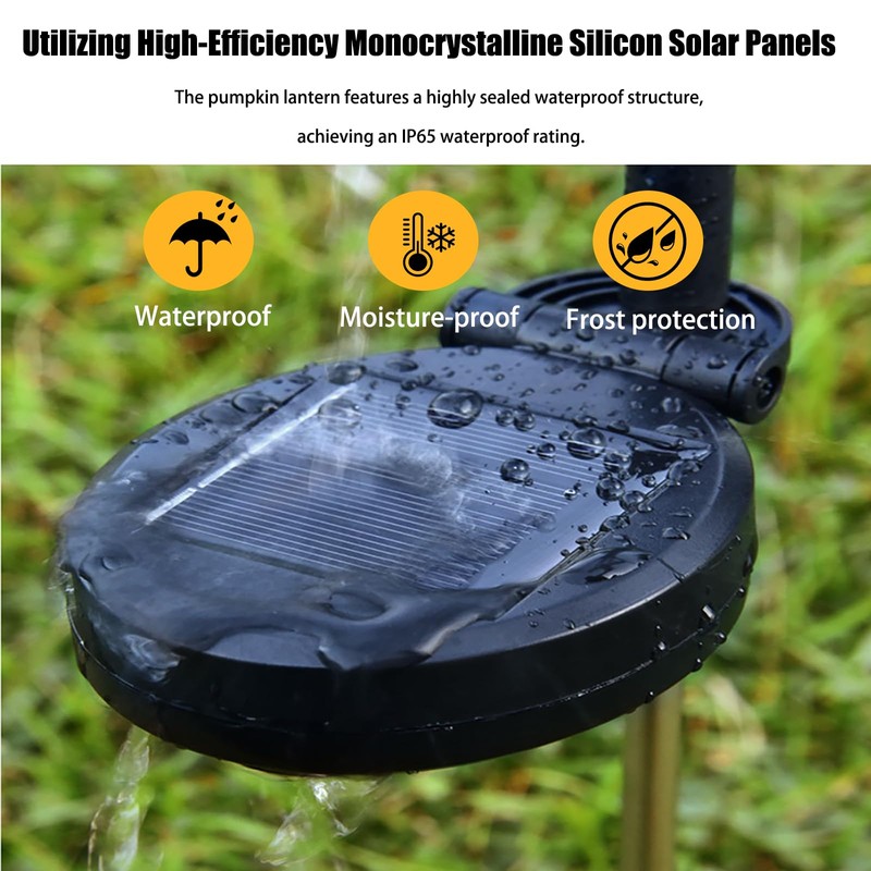 1PCS Halloween Pumpkin Solar Stake Lights, Waterproof Outdoor Ground Stake
