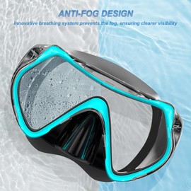 BuyCard Snorkel Set Adults, Dry-Top Snorkeling Gear with Panoramic View Diving Mask, Anti-Fog & Anti-Leak Scuba Diving Mask for Snorkeling Swimming Travel, Snorkeling Kit Diving Packages Peacock Green