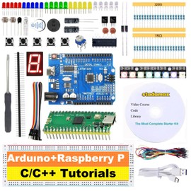 Raspberry Pico & UNO R3 (CH340+ATmega328P) Compatible with Arduino IDE Learning Kit | The Ultimate Value with 75+ Components, 34 HD Tutorials | All-in-One Starter Kit with Breadboard