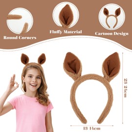 Sibba Kangaroo Headband Cute Hat Ears Headbands Animal Caps Makeup Hairband Costumes Hair Accessorie Fit Women, Party, Washing Face, Spa, Gifts, Cosplay (Brown)