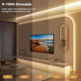 PAUTIX COB LED Strip Lights with RF Remote,UL Listed Dotless LED Lights Dimmable 3000K Warm White,Super Bright 16.4ft Flexible 24V LED Tape Light,for Kitchen Cabinets,Bed,Office,Stairs Indoor Lighting