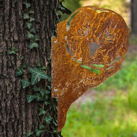 OHYER Great Garden Decoration Made of Rust Metal Garden Stake Set, Garden Decoration, Rust Look with Screw Thread, Decorative Figure, Garden Figure, Rust Figure, Tree Stake, Rust Decoration for