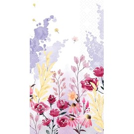 IHR Ideal Home Range Dinner Napkins Disposable 3-Ply Paper Hand Towels, 8.5" x 4.5", Watercolor Flowerfield, 16-Count