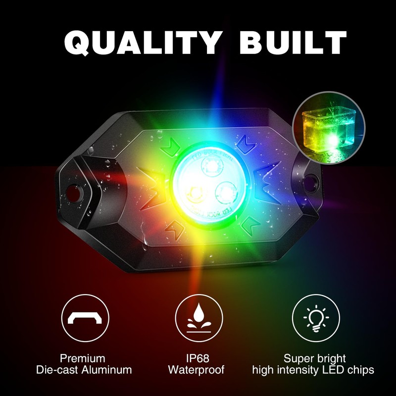 Nilight RGB LED Rock Lights Kit 10 Pods Underglow Multicolor