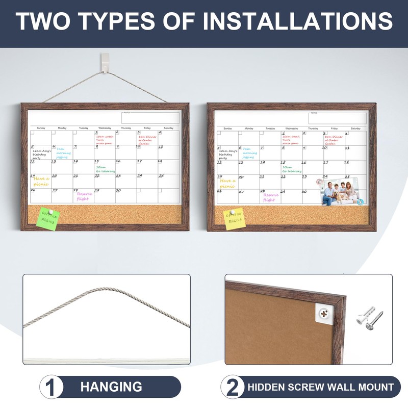 Calendar Whiteboard for Wall, 17x13 Inches White Board Calendar Dry