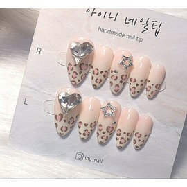 [Commemorating store openingSuper special discount]Warm Latte Gyaru Hope Nail Tip - Gyaru Stiletto / [입점기념초특가할인]따뜻한 라떼갸루 호피네일팁 - 갸루스틸레토