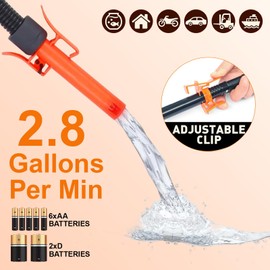Portable Fuel Transfer Pump, 2.8 GPM Portable Battery Powered Gas Transfer Pump with Adjustable Flow Control, Electric Siphon Pumps for Gasoline Gas Diesel Water