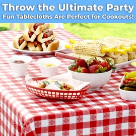 Heavy Duty Waterproof 52x70 Vinyl Tablecloth 1 Pk. Best Wipeable Red Checkered Gingham Table Cloth for Country BBQs Picnics or Card Tables. Great Square Oilproof Table Cover with Flannel Backing.