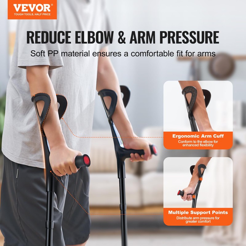 VEVOR Forearm Crutches for Adults, Folding Walking Forearm Crutches with