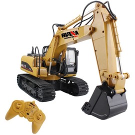 Fisca Remote Control Excavator RC Construction Vehicles 15 Channel 2.4G Full Function Digger Toys with Sound and Lights