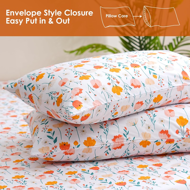 JSD Tulip Floral Sheet Set Twin Size, 3 Piece Spring