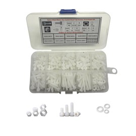 PA66 Nylon Metric Hex Socket Head Cap Screws M3 Set Length 4-25mm with Nuts and Washers Assortment Hardware Kit Total 350PCS